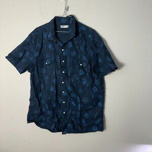 EUC Sonoma Mens Shirt Short Sleeve Button Up XL Blue Western Themed